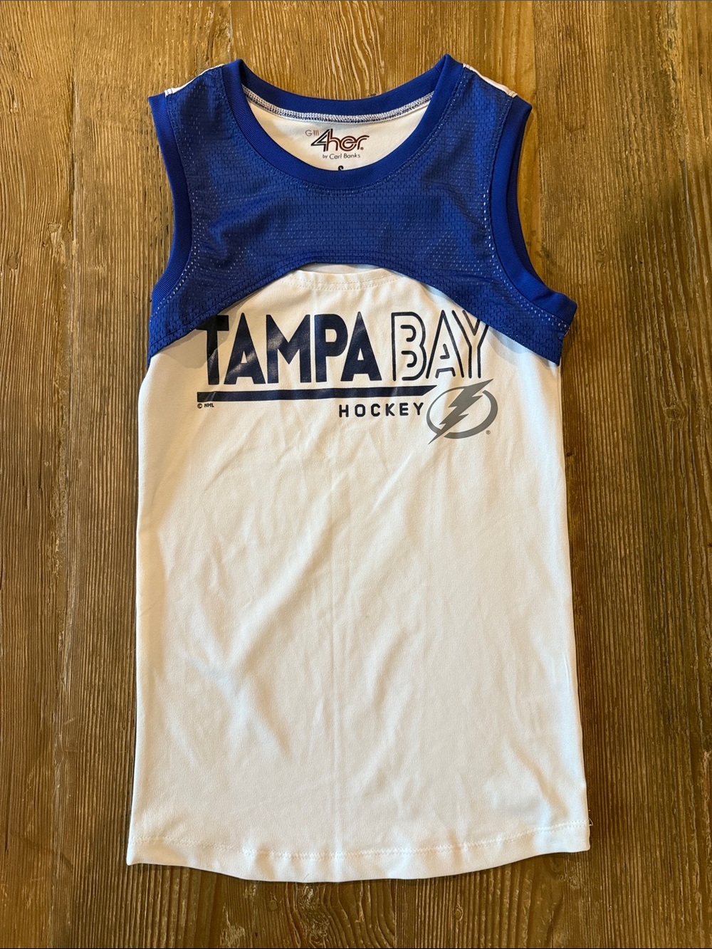G III 4Her by Carl Banks Tampa Bay Hockey Muscle Tank Top - Blue & White
